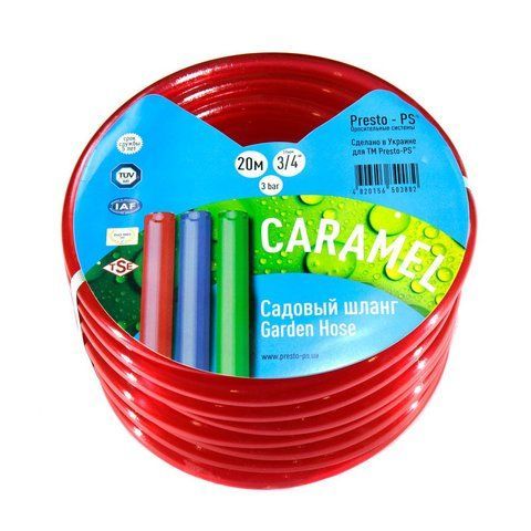 Шланг поливальний Presto-PS силікон садовий Caramel (червоний) діаметр 3/4 дюйма, довжина 20 м (SE-3/4 20) 595 фото