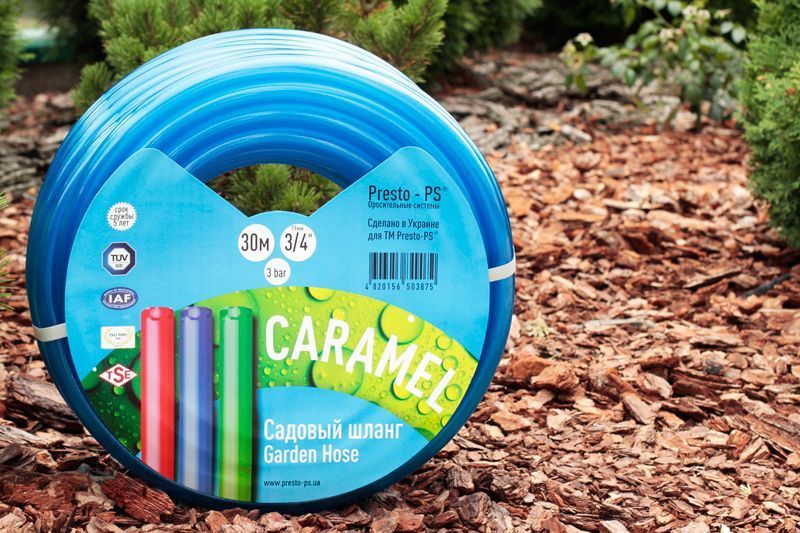 Шланг поливальний Presto-PS силікон садовий Caramel (синій) діаметр 3/4 дюйма, довжина 50 м (CAR B-3/4 50) 893 фото